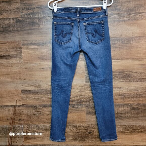 AG Adriano Goldschmied Jeans 27 R Middi Ankle Mid Rise Legging Medium Dark Wash - Picture 2 of 12